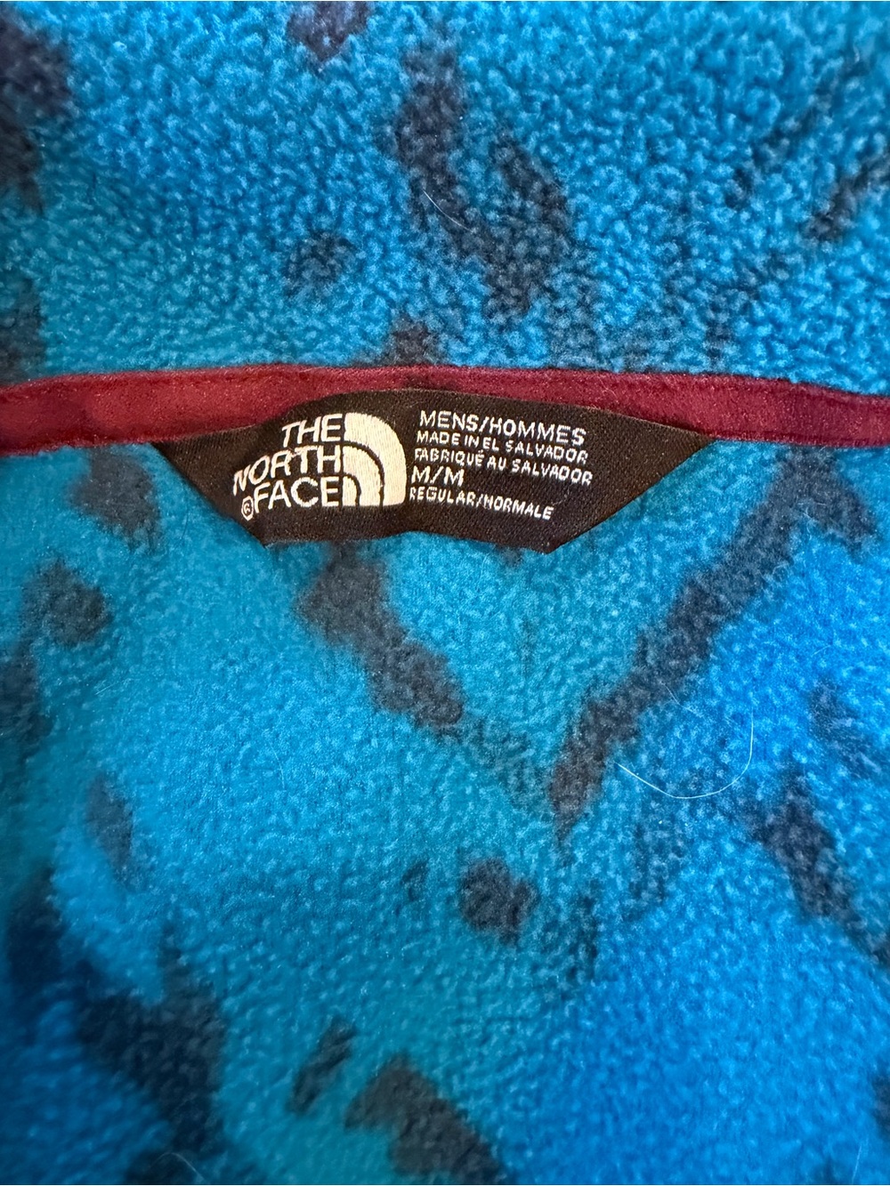 The North Face Teal Patterned & Burgundy Half-Zip Fleece Pullover - Picture 4 of 5